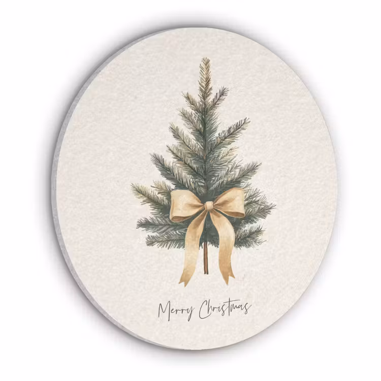 Kerstboom - Kerst - Merry Christmas - Beige Akoestische PET Vilt - Rond klein -3d