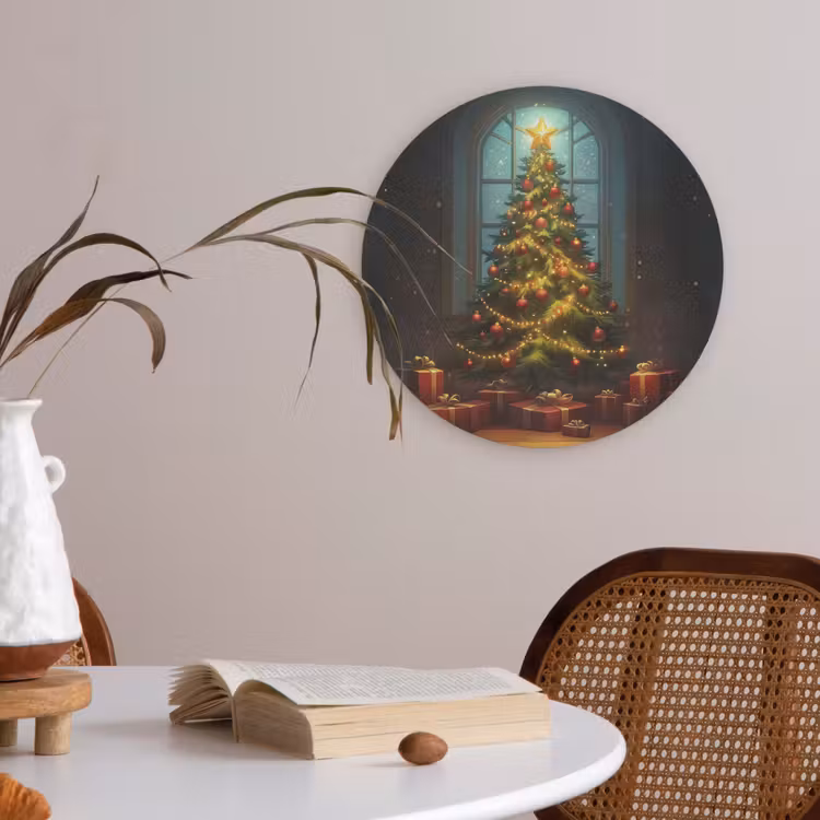 Kerstboom - Cadeau - Kerst - Winter Akoestische PET Vilt - Rond klein -sfeer3