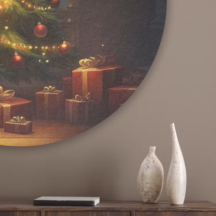 Kerstboom - Cadeau - Kerst - Winter Akoestische PET Vilt - Rond klein -sfeer5_closeup