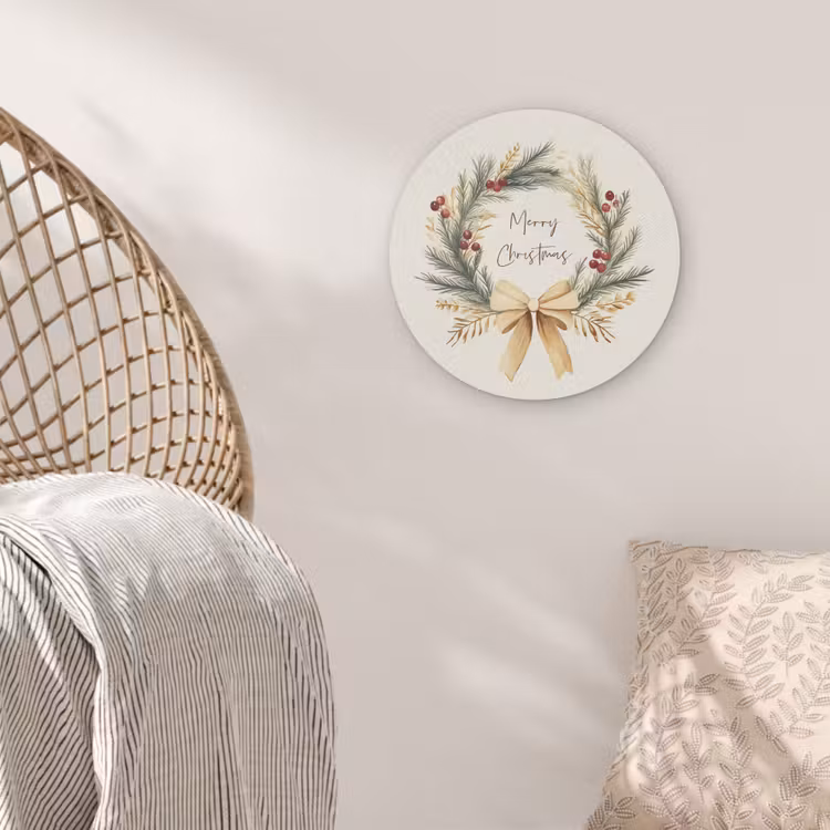 Kerstkrans - Kerst - Goud - Beige Akoestische PET Vilt - Rond klein -sfeer4