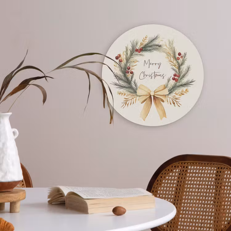 Kerstkrans - Kerst - Goud - Beige Akoestische PET Vilt - Rond klein -sfeer3