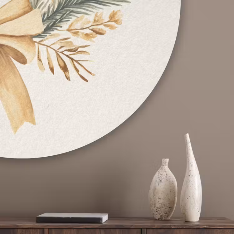 Kerstkrans - Kerst - Goud - Beige Akoestische PET Vilt - Rond klein -sfeer5_closeup