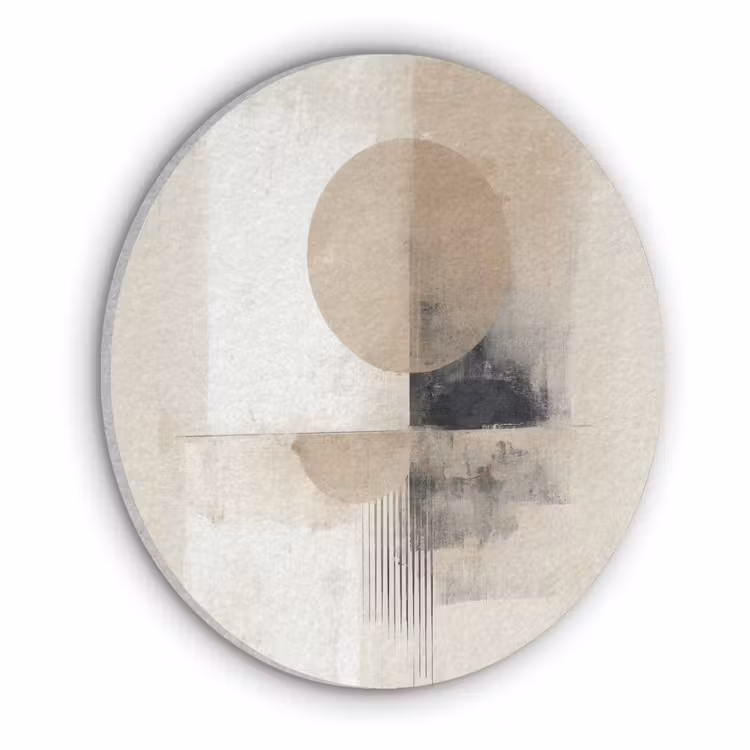 Cirkel - Compositie - Diepte - Beige Akoestische PET Vilt - Rond klein -3d
