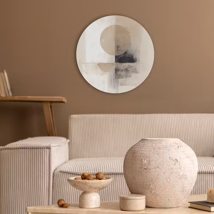 Cirkel - Compositie - Diepte - Beige Akoestische PET Vilt - Rond klein -sfeer1