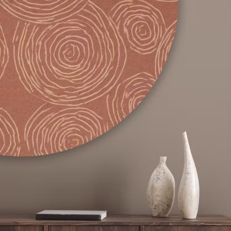 Cirkels - Abstract - Artistiek - Terracotta Akoestische PET Vilt - Rond klein 838 -sfeer5_closeup