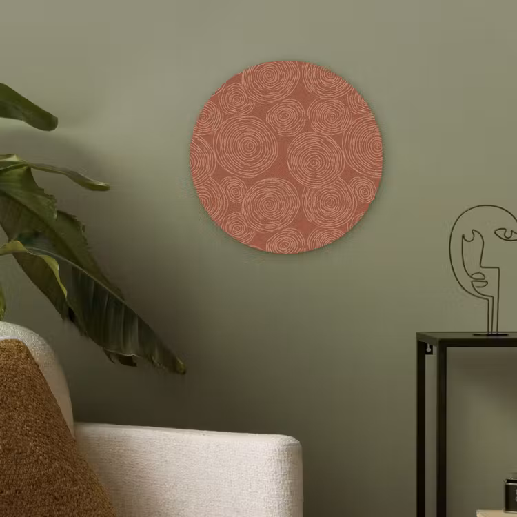 Cirkels - Abstract - Artistiek - Terracotta Akoestische PET Vilt - Rond klein 838 -sfeer2