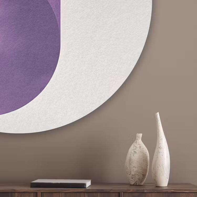 Cirkels - Abstract - Paars Akoestische PET Vilt - Rond klein -sfeer5_closeup