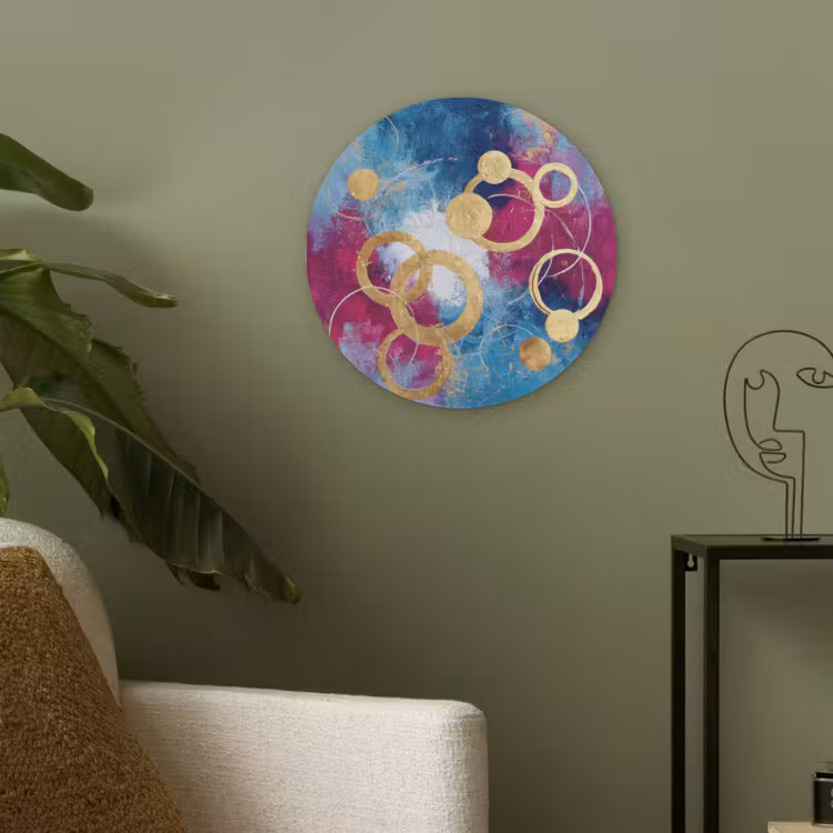 Cirkels - Goud - Abstract Akoestische PET Vilt - Rond klein -sfeer2