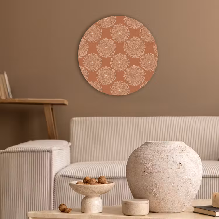 Cirkels - Grafisch - Patroon - Terracotta Akoestische PET Vilt - Rond klein 838 -sfeer1