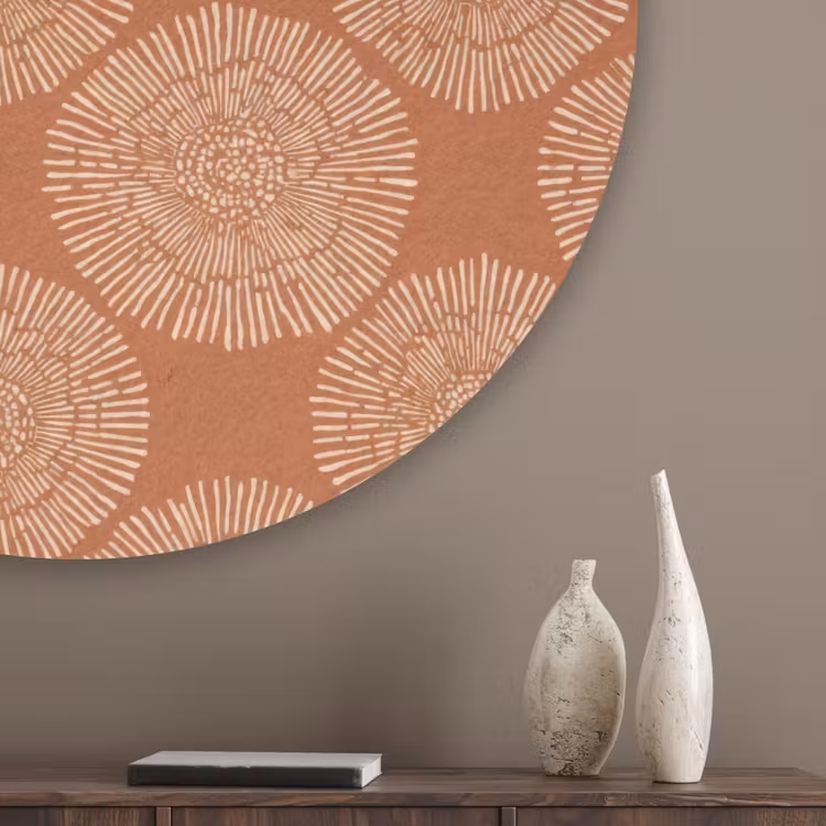 Cirkels - Grafisch - Patroon - Terracotta Akoestische PET Vilt - Rond klein 838 -sfeer5_closeup
