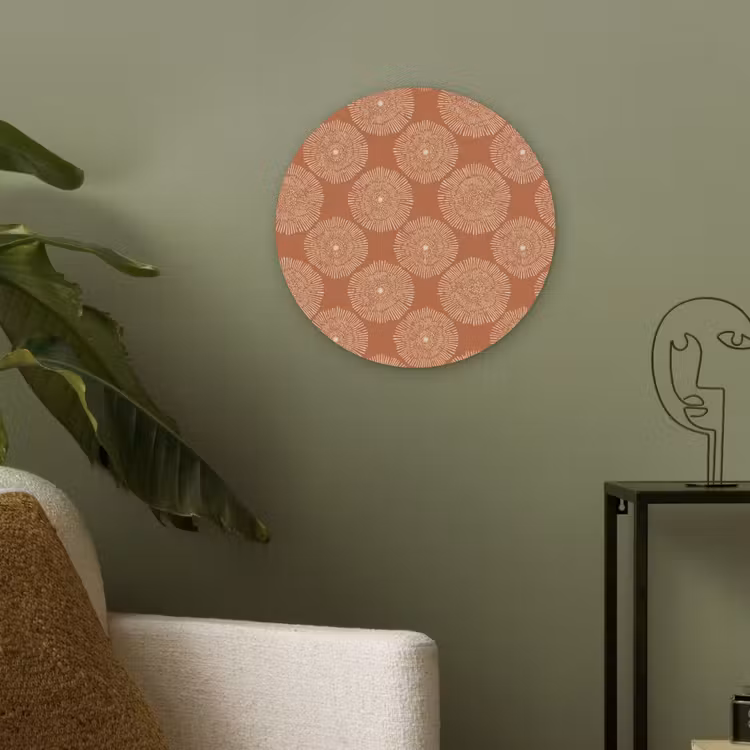 Cirkels - Grafisch - Patroon - Terracotta Akoestische PET Vilt - Rond klein 838 -sfeer2
