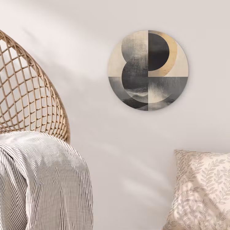 Cirkels - Schaduw - Abstract Akoestische PET Vilt - Rond klein -sfeer4