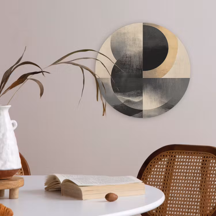 Cirkels - Schaduw - Abstract Akoestische PET Vilt - Rond klein -sfeer3