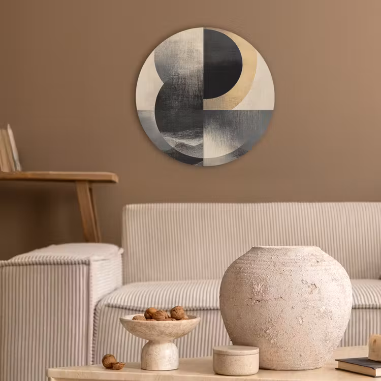 Cirkels - Schaduw - Abstract Akoestische PET Vilt - Rond klein -sfeer1