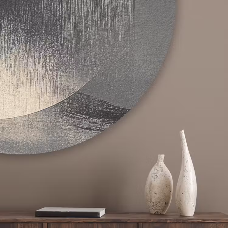 Cirkels - Schaduw - Abstract Akoestische PET Vilt - Rond klein -sfeer5_closeup