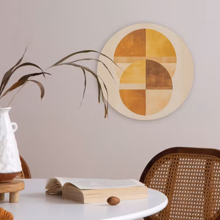 Cirkels - Geel - Minimalistisch Akoestische PET Vilt - Rond klein -sfeer3