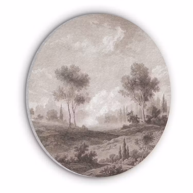 Klassiek - Landschap - Neutraal Akoestische PET Vilt - Rond klein -3d