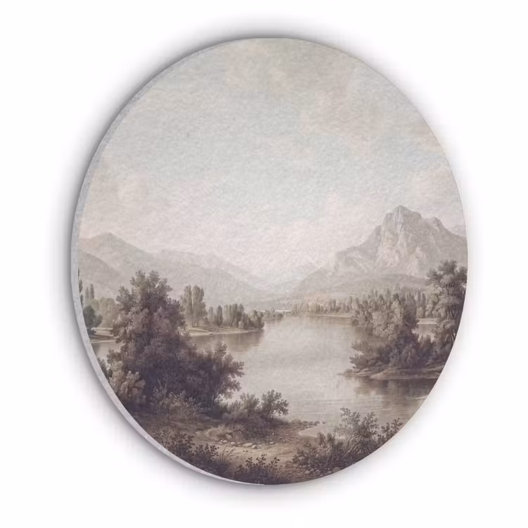 Klassiek - Landschap - Sereen Akoestische PET Vilt - Rond klein -3d