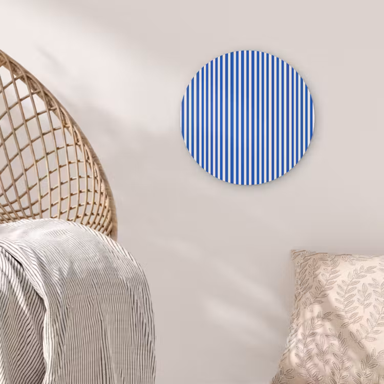 Klassiek - Strepen - Blauw Akoestische PET Vilt - Rond klein 838 -sfeer4