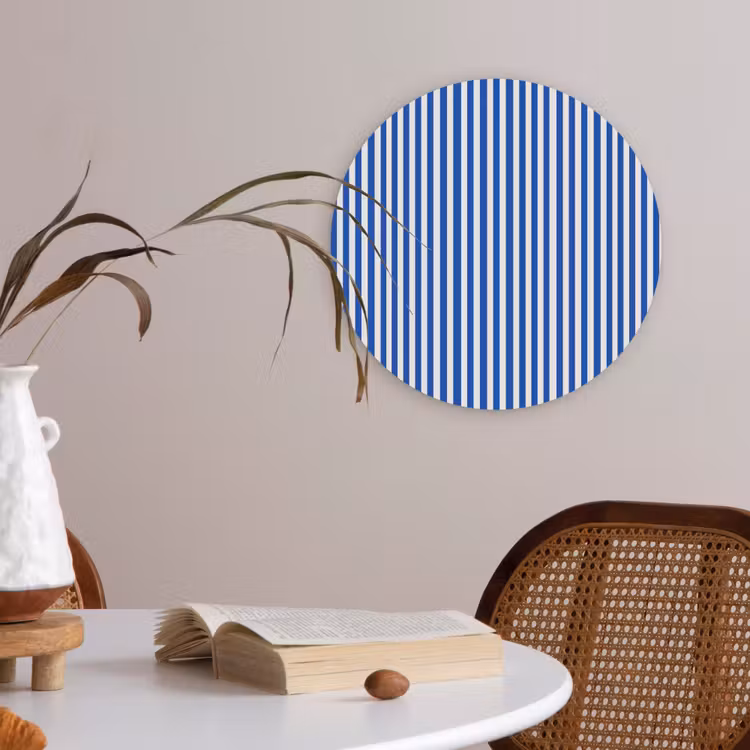Klassiek - Strepen - Blauw Akoestische PET Vilt - Rond klein 838 -sfeer3