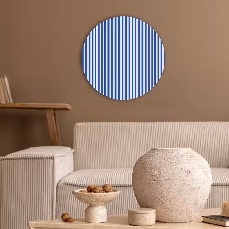 Klassiek - Strepen - Blauw Akoestische PET Vilt - Rond klein 838 -sfeer1