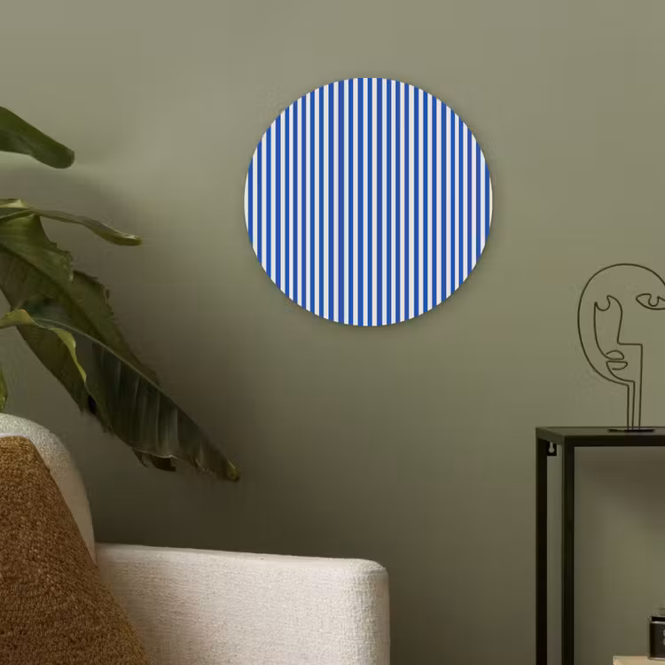 Klassiek - Strepen - Blauw Akoestische PET Vilt - Rond klein 838 -sfeer2