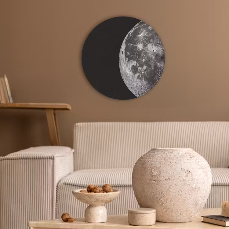 Close-up - Maan - Wit - Textuur Akoestische PET Vilt - Rond klein -sfeer1