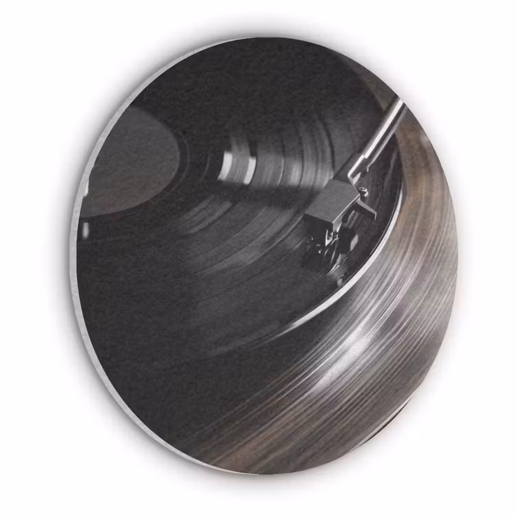 Close-up - Vinylplaat - Platenspeler - Zwart Akoestische PET Vilt - Rond klein -3d