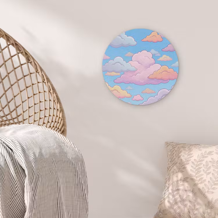 Wolk - Lucht - Natuur - Illustratie - Pastel Akoestische PET Vilt - Rond klein -sfeer4