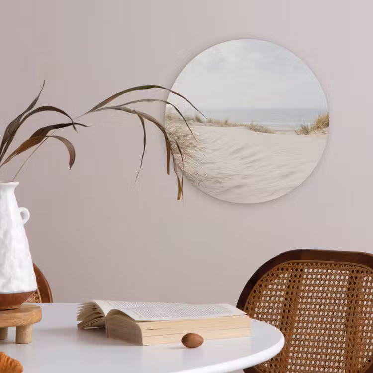 Wolken - Duinlandschap - Zand Akoestische PET Vilt - Rond klein -sfeer3