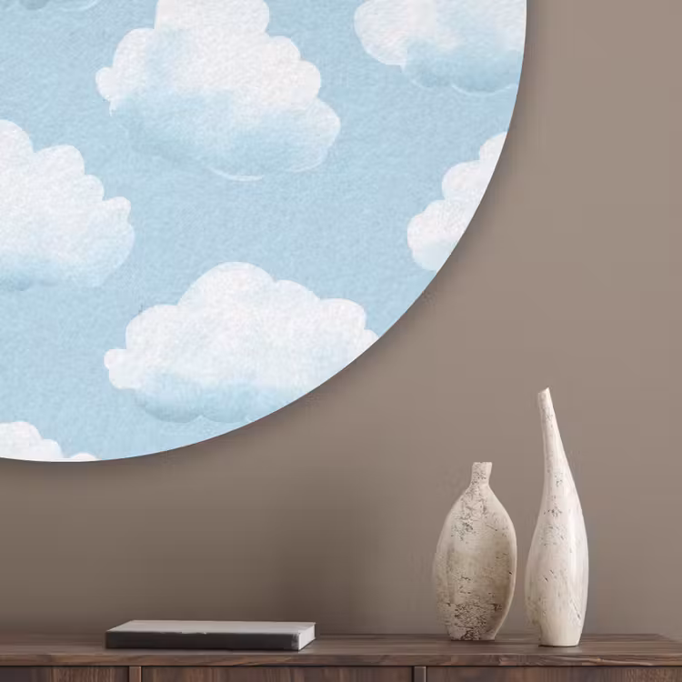 Wolken - Illustratie - Blauw Akoestische PET Vilt - Rond klein 838 -sfeer5_closeup