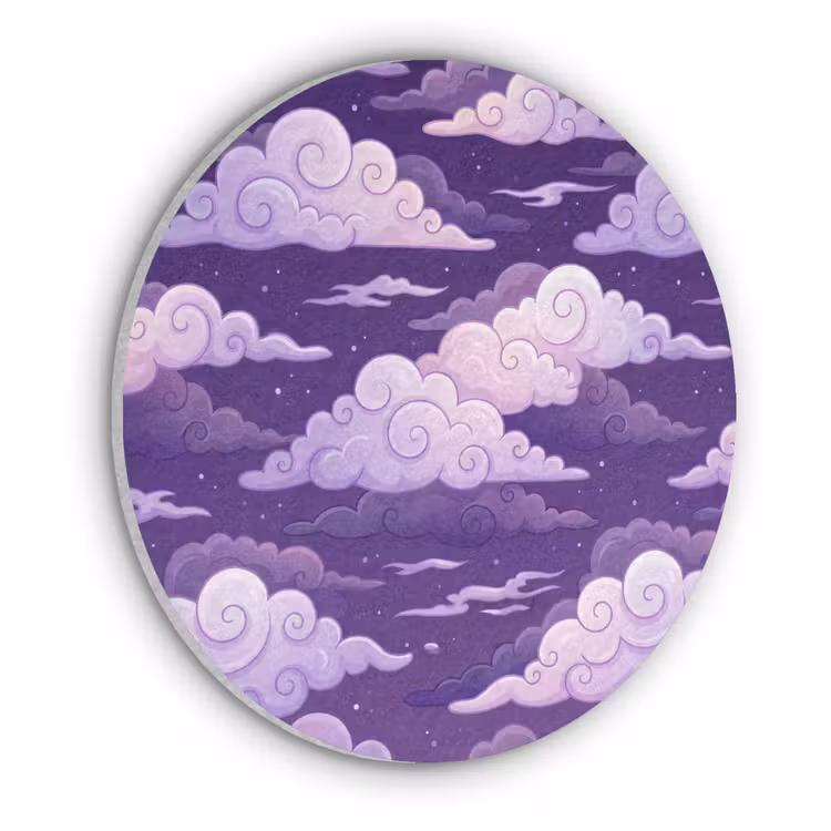 Wolken - Nacht - Natuur - Abstract - Paars Akoestische PET Vilt - Rond klein -3d