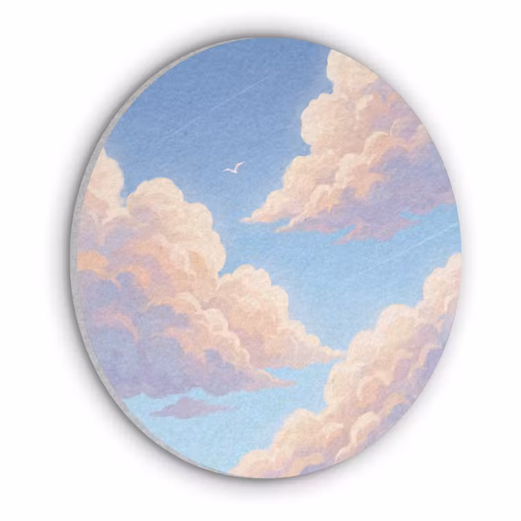 Wolken - Lucht - Natuur - Blauw Akoestische PET Vilt - Rond klein -3d