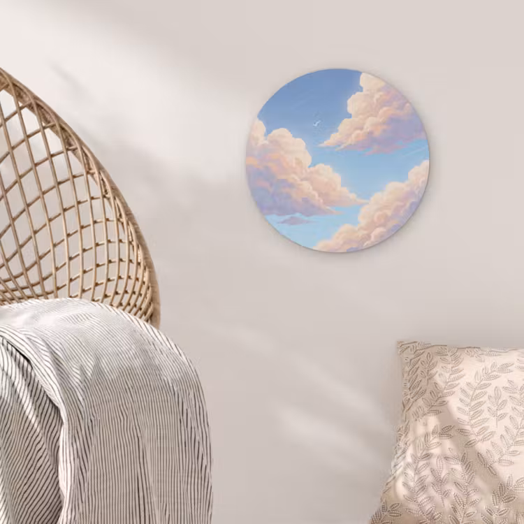 Wolken - Lucht - Natuur - Blauw Akoestische PET Vilt - Rond klein -sfeer4
