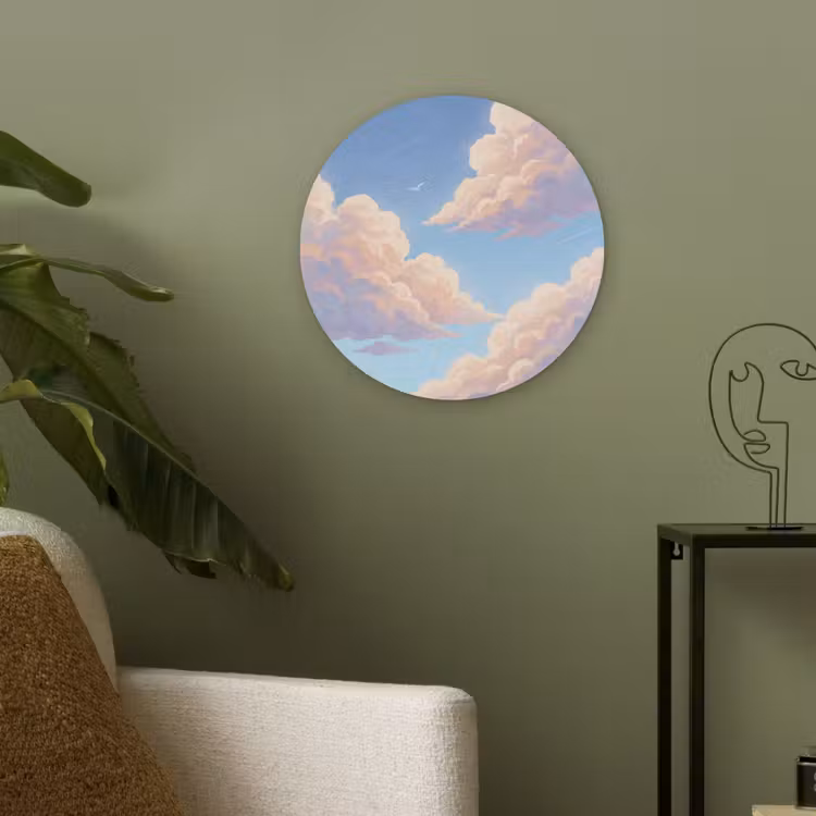 Wolken - Lucht - Natuur - Blauw Akoestische PET Vilt - Rond klein -sfeer2