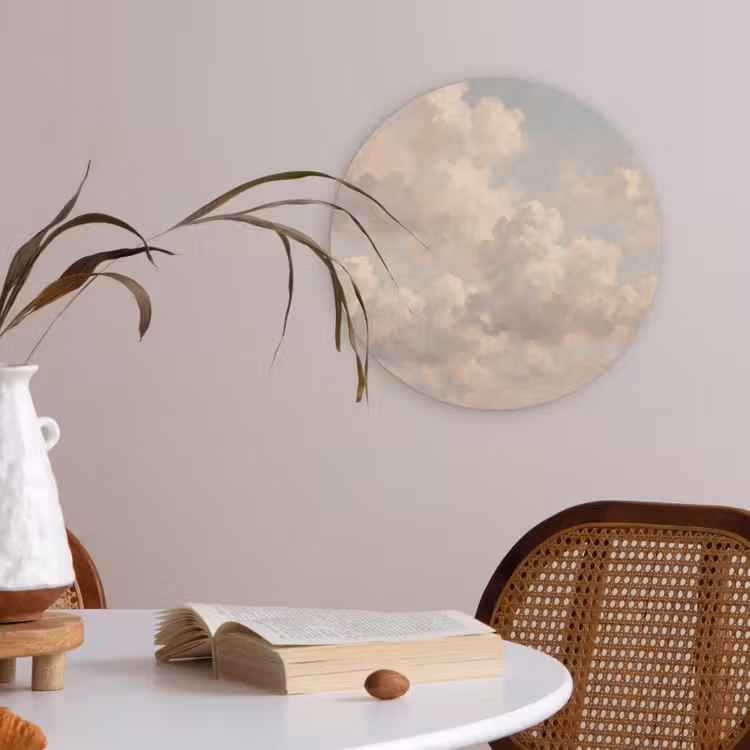 Wolken - Zacht - Natuur - Klassiek - Beige Akoestische PET Vilt - Rond klein -sfeer3