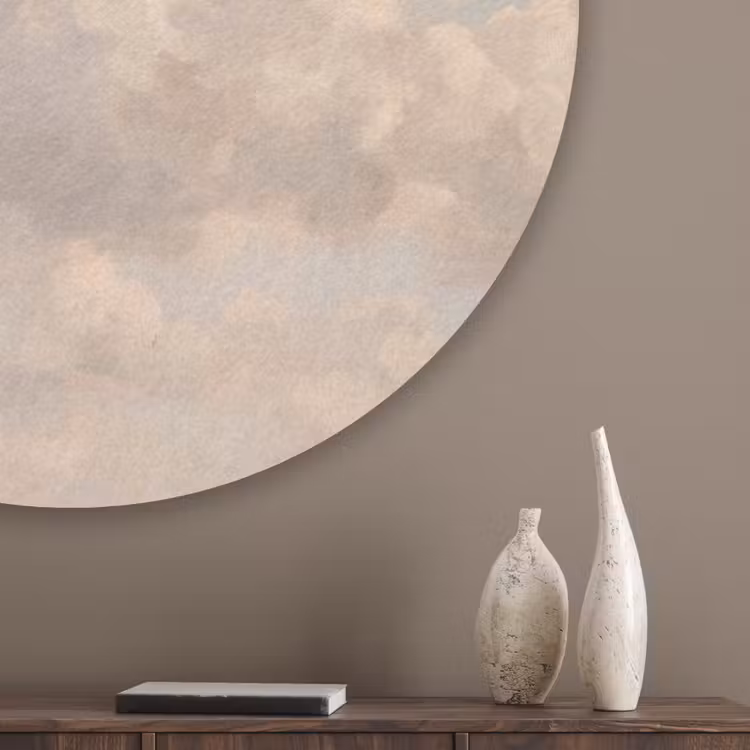Wolken - Zacht - Natuur - Klassiek - Beige Akoestische PET Vilt - Rond klein -sfeer5_closeup