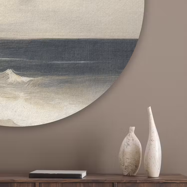 Kust - Golven - Rots - Storm Akoestische PET Vilt - Rond klein -sfeer5_closeup