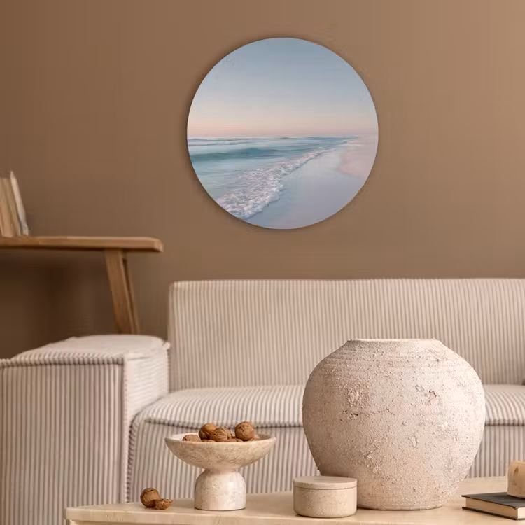 Kustlijn - Pastel - water Akoestische PET Vilt - Rond klein -sfeer1