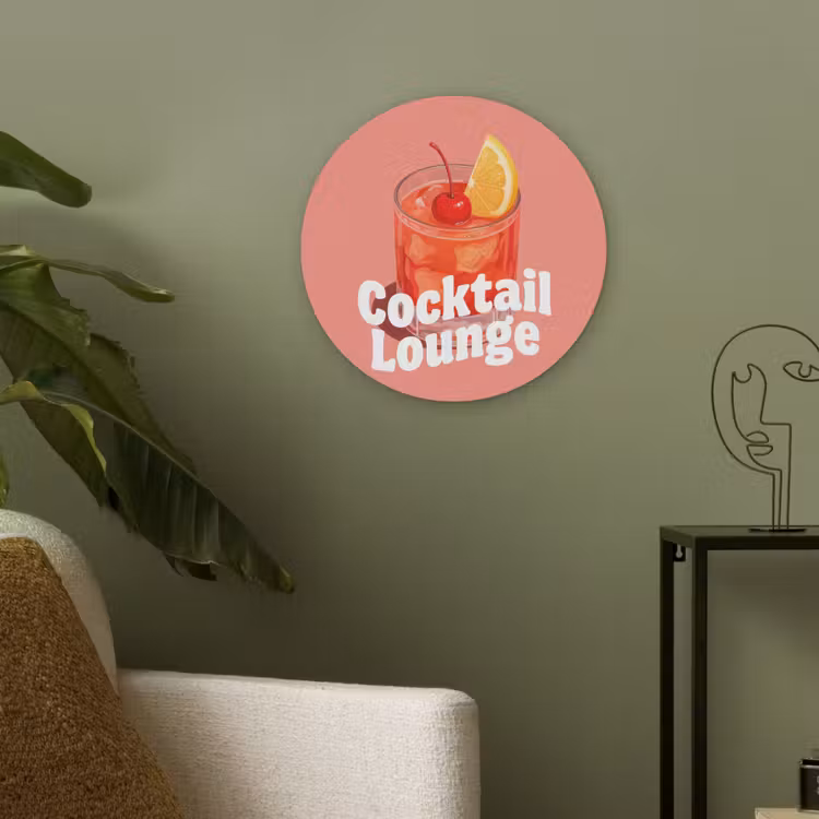 Cocktail Lounge - Glas - Koraal Akoestische PET Vilt - Rond klein -sfeer2