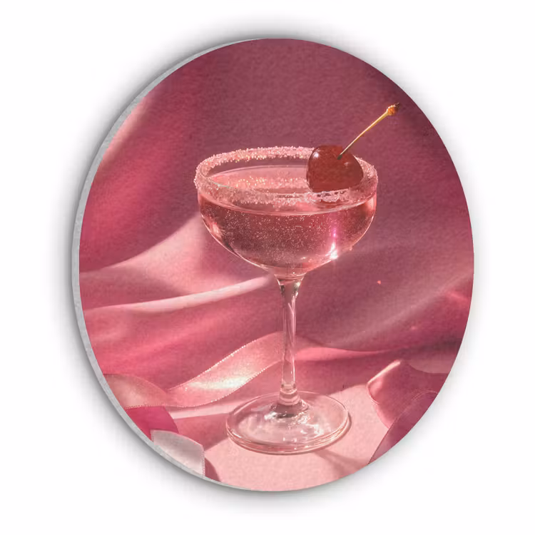 Cocktail - Pink - Luxe Akoestische PET Vilt - Rond klein -3d
