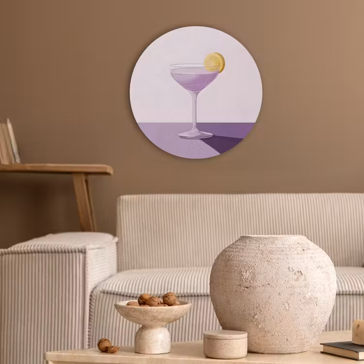 Cocktail - Paars - Minimalistisch - Citroen Akoestische PET Vilt - Rond klein -sfeer1