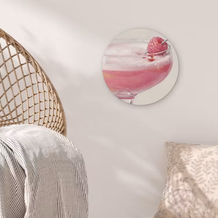 Cocktail - Framboos - Drank - Modern - Roze Akoestische PET Vilt - Rond klein -sfeer4