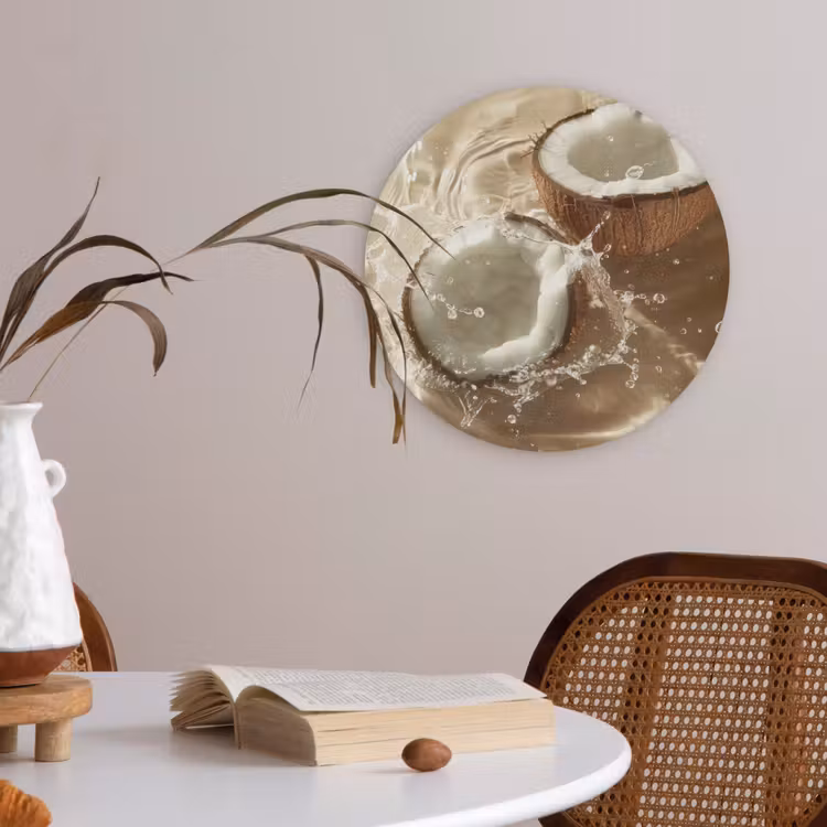 Kokosnoot - Water - Beige - Spetters Akoestische PET Vilt - Rond klein -sfeer3