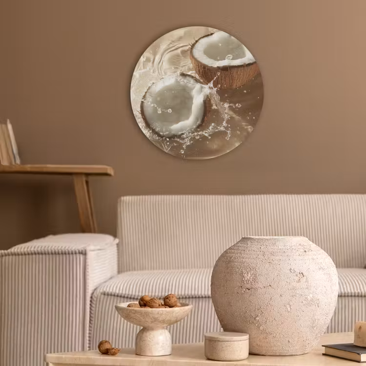 Kokosnoot - Water - Beige - Spetters Akoestische PET Vilt - Rond klein -sfeer1