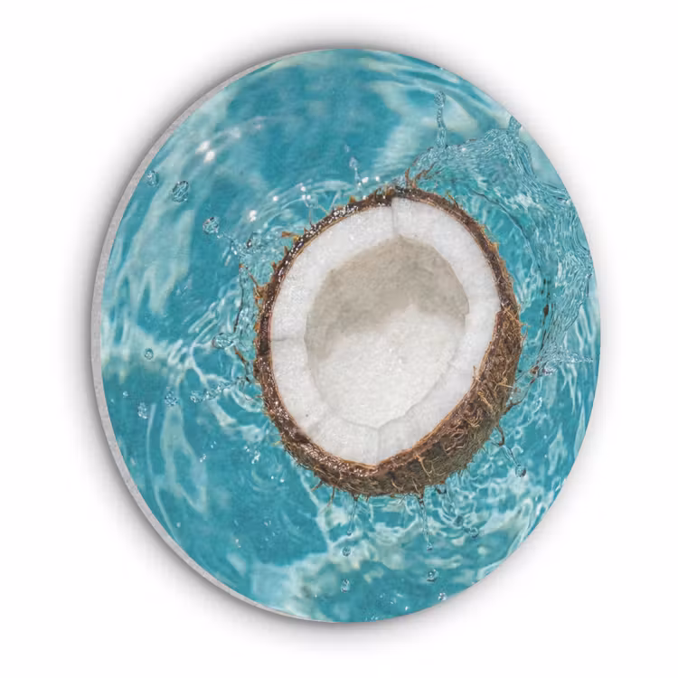 Kokosnoot - Water - Wit Akoestische PET Vilt - Rond klein -3d