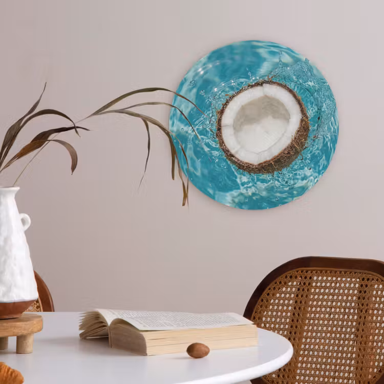 Kokosnoot - Water - Wit Akoestische PET Vilt - Rond klein -sfeer3