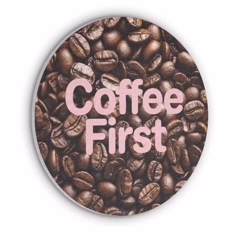 Coffee First - Koffiebonen - Roze Akoestische PET Vilt - Rond klein -3d