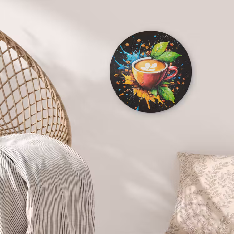 Koffie - Graffiti - Drinken - Abstract Akoestische PET Vilt - Rond klein -sfeer4