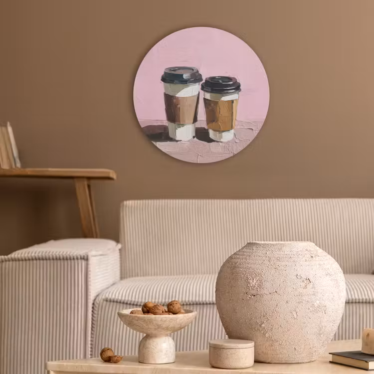 Koffiebekers - Deksel - Verf - Textuur Akoestische PET Vilt - Rond klein -sfeer1